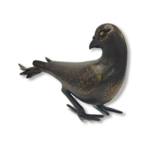 Small Tilted-Head Steel Sparrow — Silver Inlaid - Code 1000039