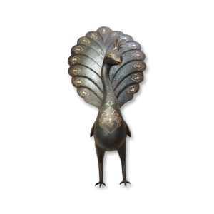 Steel Peacock — Finished with Traditional Coating and Silver Inlaid - Code 1000101