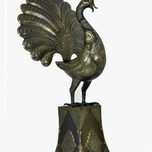 Large Steel Peacock, Gold Inlaid and Silver Inlaid - Code 1000118