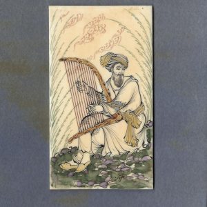 Miniature painting on bone fiber board – Harp Playing design – Code 1010084