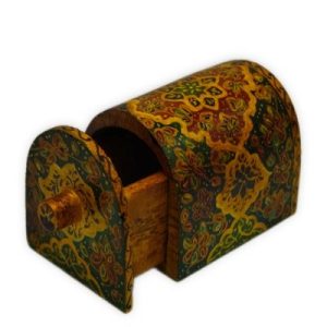 Curved-side camel bone jewelry box with tazhib design – Code 1010088