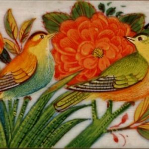 Miniature painting on camel bone fiber – Flower and Bird design – Code 1010136