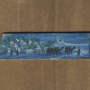 Miniature painting on camel bone- caravan design – Code 1010212