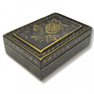 Wooden playing card box with Flower and Bird design - code 1020016