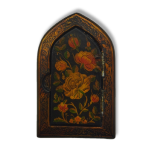 Small papier-mâché mirror – Aged finish – Flower design – Code 1020028