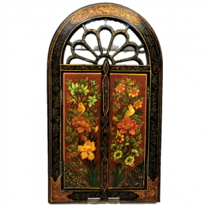 Papier-mâché mirror with door – Flower and Bird design – Code 1020064