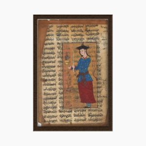 Miniature Painting on Paper – "Young Man and Calligraphy" – Code 1030025