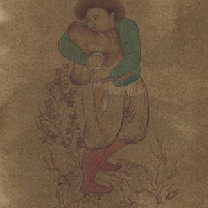 Miniature Painting on Cardboard – Isfahan Style – Bagpipe Player – Code 1030057