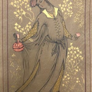 Miniature Painting on Paper – Tabriz Style – "Lady Holding a Wine Cup" – Code 1030079