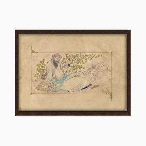 Miniature Painting on Paper, "Dervish in Thought" Design, Code 1030106