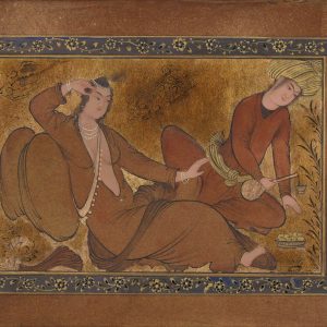 Miniature Painting on Cardboard with Gold Leaf, "Safavid Portrait" Design, Code 1030147