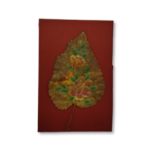 Miniature Painting on Leaf, "Flower and Bird" Design, Code 1030169