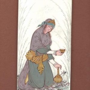 Miniature Painting on Camel Bone, "Safavid Style" Design, Code 1030175