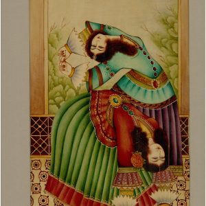 Miniature Painting on Leather, "Girls’ Dance" Design, Code 1030186