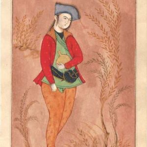 Miniature Painting on Paper – Young Man with Wine Jug, Reza Abbasi Style – Code 1030188