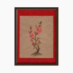 Miniature Painting on Paper, "Flower and Bird" Design, Code 1030194