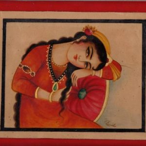 Miniature Painting on Leather, "Qajar Girl" Design, Code 1030196