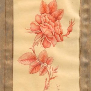 Miniature Painting on Paper (Red Rose) – Code 1030220