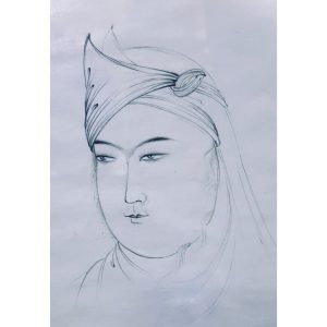 Miniature painting on paper - "Portrait of a Young Woman" - Code 1030306