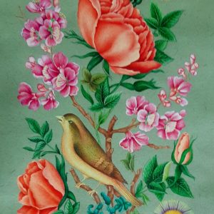 Miniature Painting on Paper – Flower and Bird – Code 1030358
