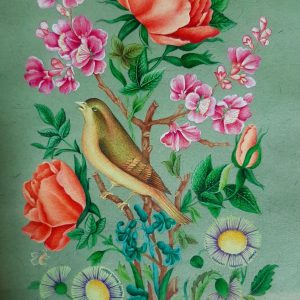Miniature Painting on Paper – Flower and Bird – Code 1030359